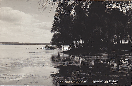 11077-The Public Beach, Green Lake, WIS.-Postmarked 1940