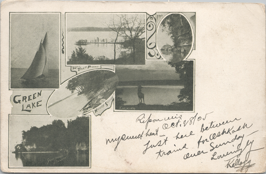 11316-Green Lake, Lone Tree Point, North Shore, Sandstone Bluff, Evening - Dated 1905