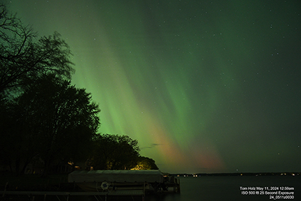 Green Lake WI Aurora Borealis over Big Green Lake