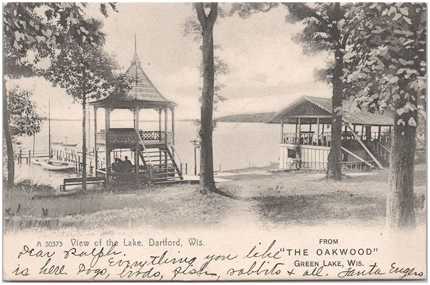 11352-View of the lake, Dartford, WIs from The Oakwood Green Lake Wis.-Postmarked 1907