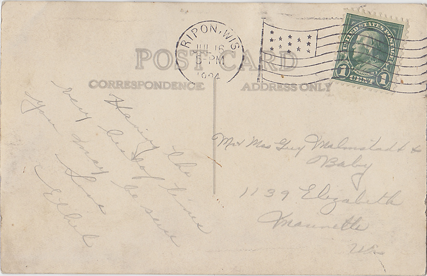 10285-"Parking Space, Tuscumbia Country Club, Green Lake, Wis. Postmarked 1924