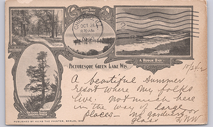 11154-Picturesque Green Lake, Wis. - Multi-View Card - Postmarked 1902