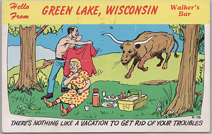 11167-Hello From Green Lake Wisconsin Walker's Bar - Postmarked 1966