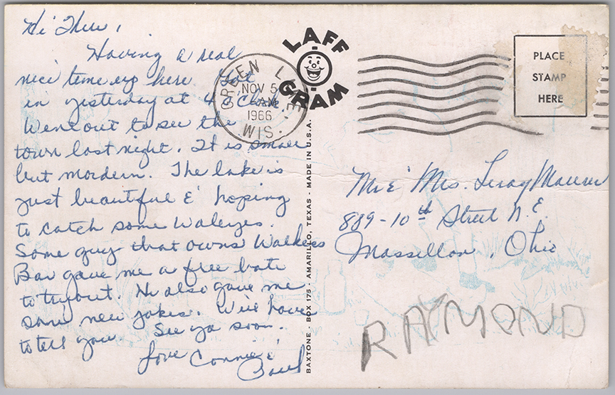 11167-Hello From Green Lake Wisconsin Walker's Bar - Postmarked 1966