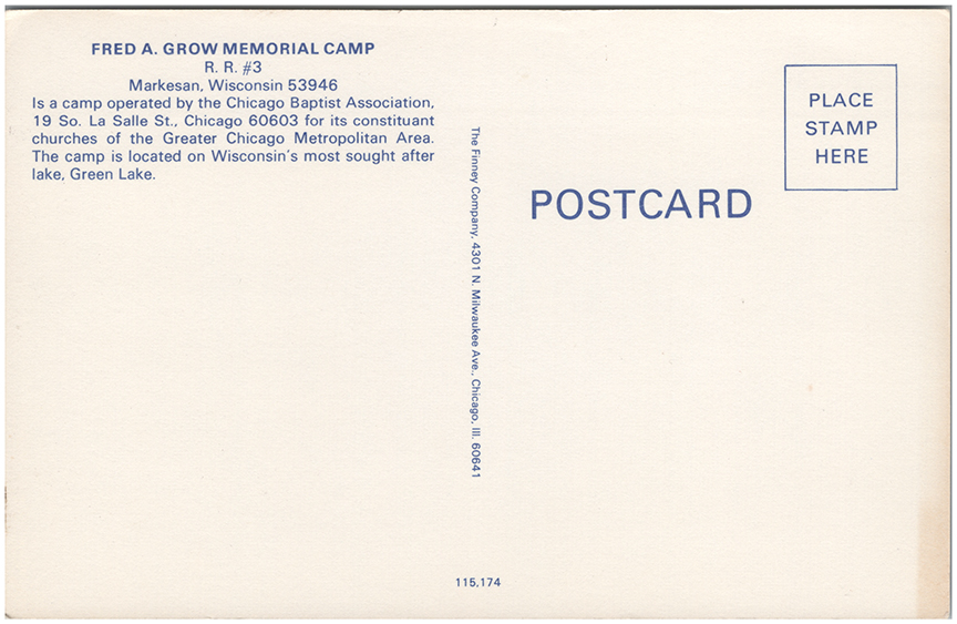 11369 - Fred A. Grow Memorial Camp RR #3 Markesan Wisconsin 53946