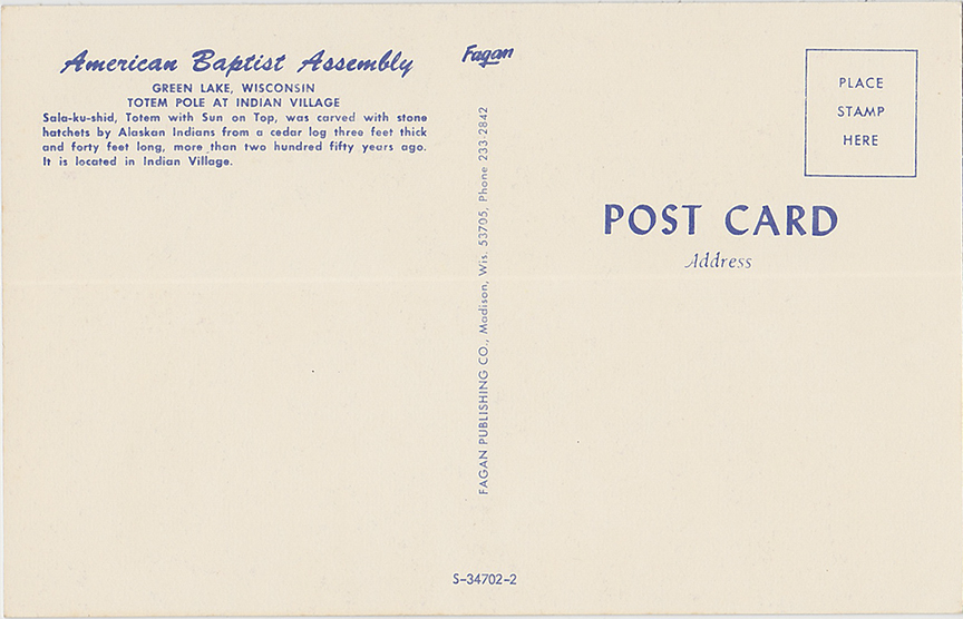 10093-American Baptist Assembly, Green Lake, Wisconsin Totem Pole at Indian Village