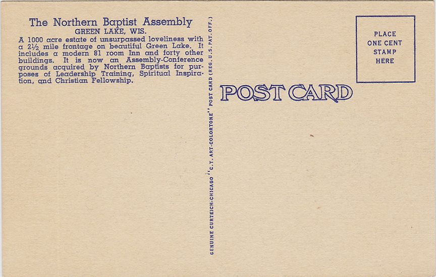 10105-View from the Inn, Northern Baptist Assembly, Green Lake, Wis.