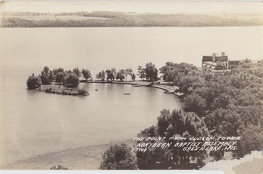 10139-The Point from Judson Tower, Northern Baptist Assembly, Green Lake, Wis. - Canceled 1946
