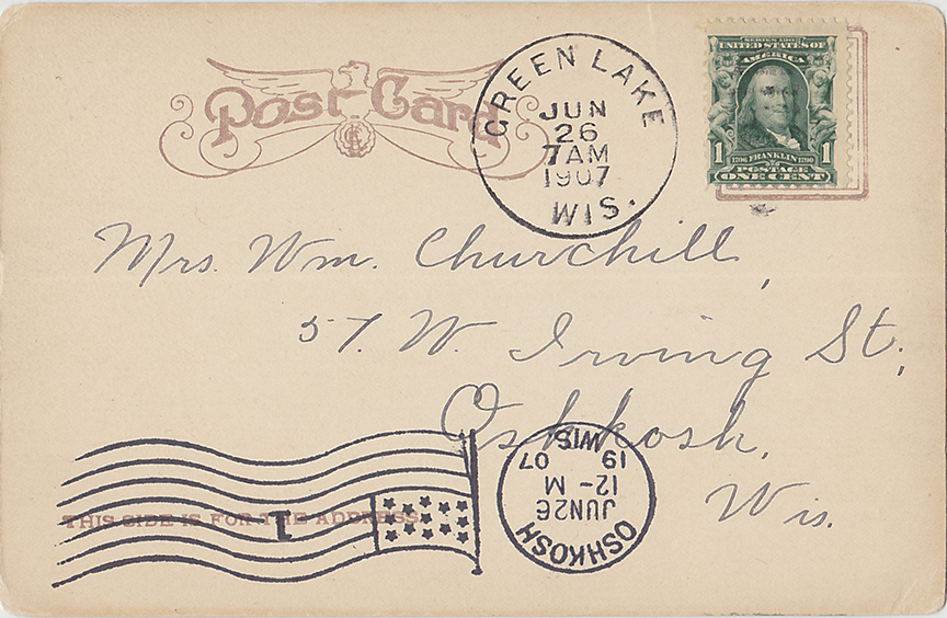 10178-Lone Tree Point, Green Lake, Wis.-Canceled 1907