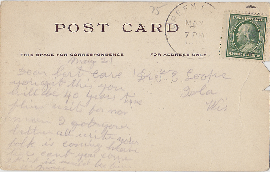 10182-Lone Tree Point, Green Lake, Wis.-Canceled 1910