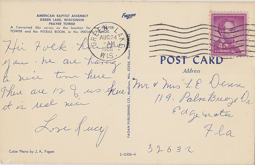 10440-American Baptist Assembly Green Lake, Wisconsin Prayer Tower