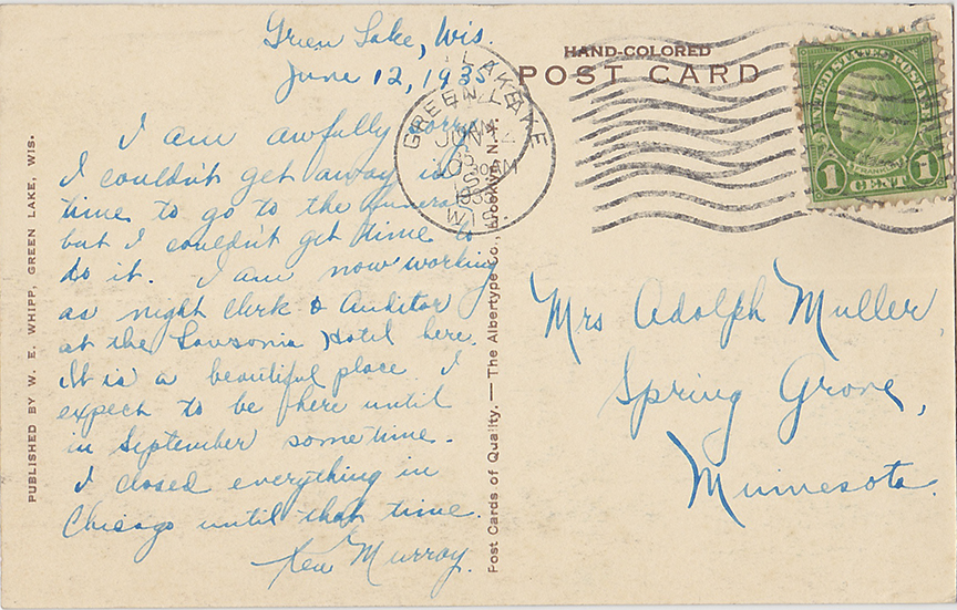 10576-Lawsonia Country Club Point, Green Lake, Wis. - Canceled 1935