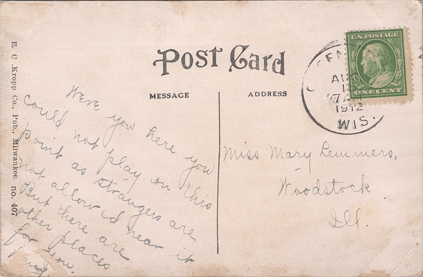 11226-Lone Tree Point, Green Lake, Wis. - Canceled 1912