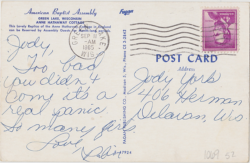 10045-American Baptist Assembly, Green Lake, Wisconsin, Anne Hathaway Cottage - Canceled 1965