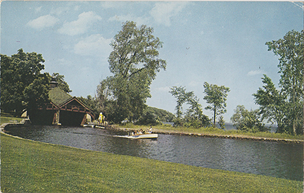 10049-The American Baptist Assembly, Green Lake, Wisconsin, The Greensward and the Assembly Boat House - Canceled 1966