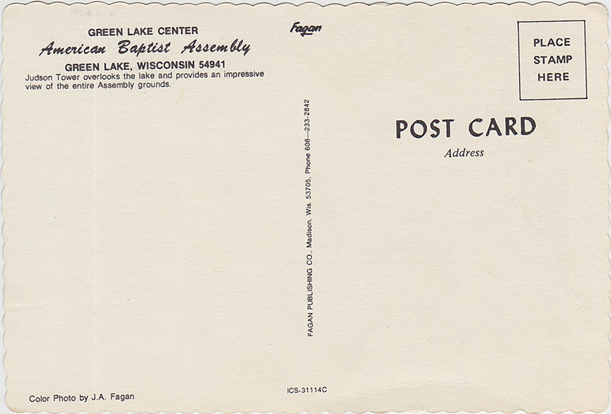 10099-Green Lake Center, American Baptist Assembly, Green Lake, Wisconsin 54941, Judson Tower