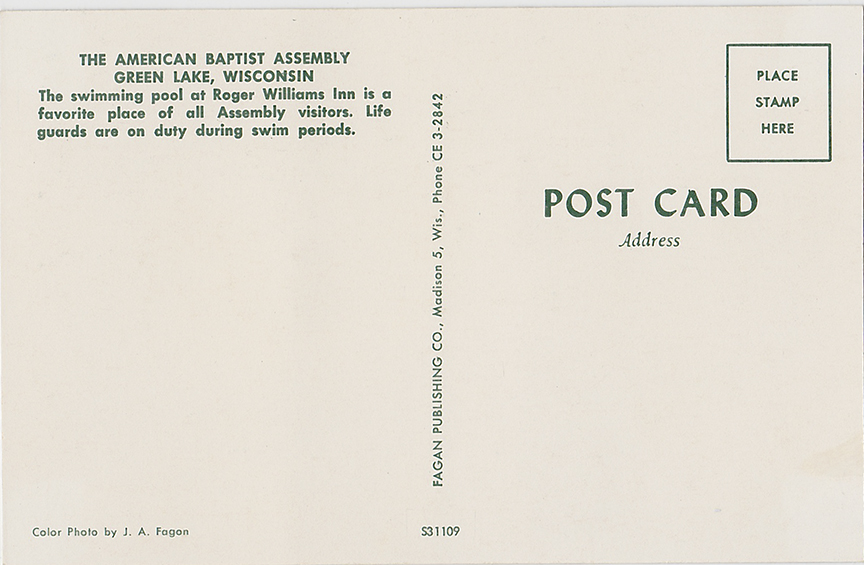 10119-The American Baptist Assembly., Green Lake, Wisconsin, The Swimming Pool