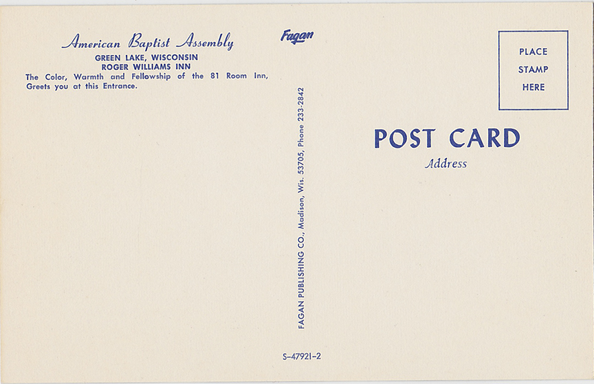 10130-American Baptist Assembly, Green Lake, Wisconsin, Roger Williams Inn