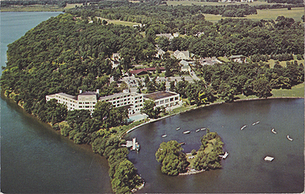 10136-Green Lake Center, American Baptist Assembly, Green Lake, Wisconsin, 54941, Air View of Lovely Roger Williams Inn
