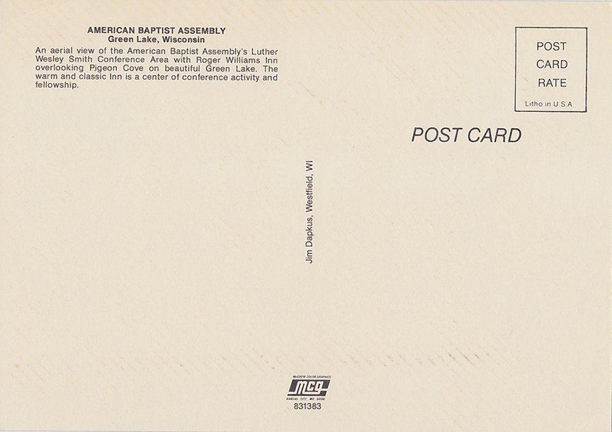 10142-American Baptist Assembly, Green Lake, Wisconsin An Aerial View of the American Baptist Assembly's Luther Wesley Smith Conference