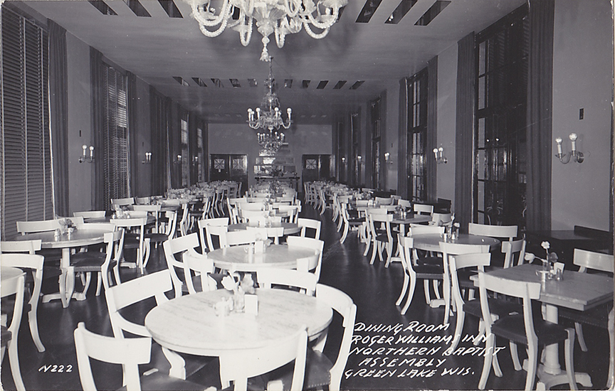 10144-Dinning room, Roger Williams Inn, Northern Baptist Assembly, Green Lake, Wis.