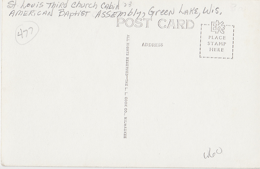 10158-St. Louis Third Church Cabin, American Baptist Assembly, Green Lake, Wisc.