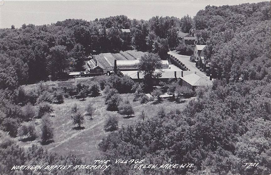 10160-The Village, Northern Baptist Assembly, Green Lake, Wis. (View of the Greenhouse & Powerhouse area)