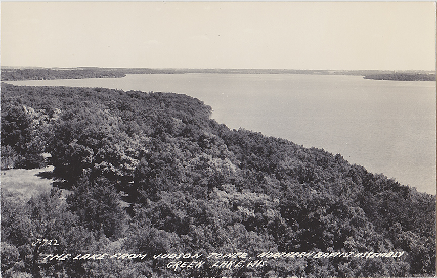 10184-The Lake from Judson Tower, Northern Baptist Assembly, Green Lake, Wis. - Canceled 1948