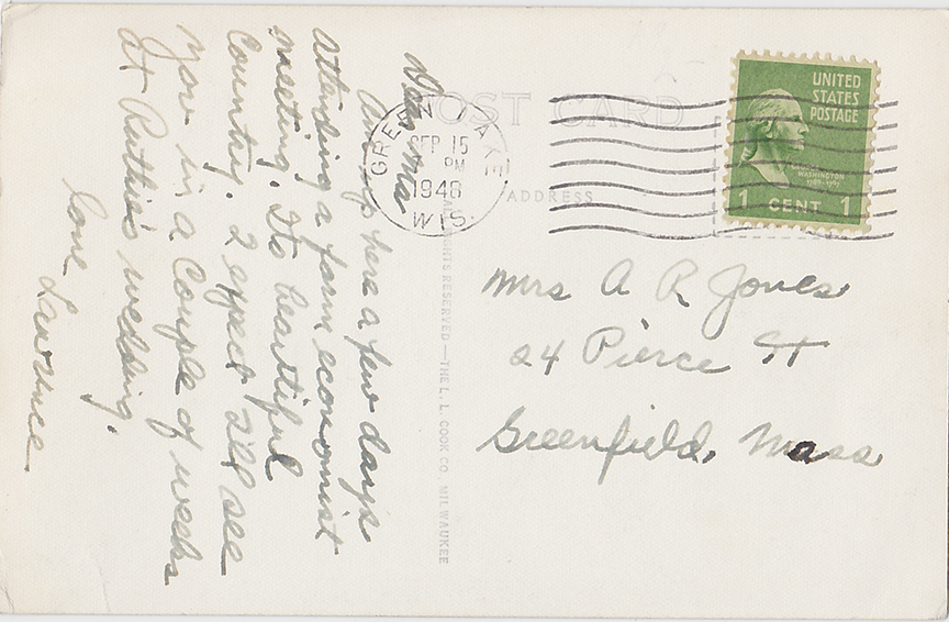 10184-The Lake from Judson Tower, Northern Baptist Assembly, Green Lake, Wis. - Canceled 1948