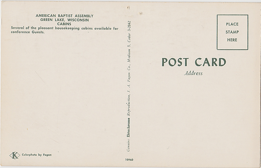 10302-American Baptist Assembly, Green Lake, Wisconsin, Cabins, Several of the pleasant housekeeping cabins available for conference guests.