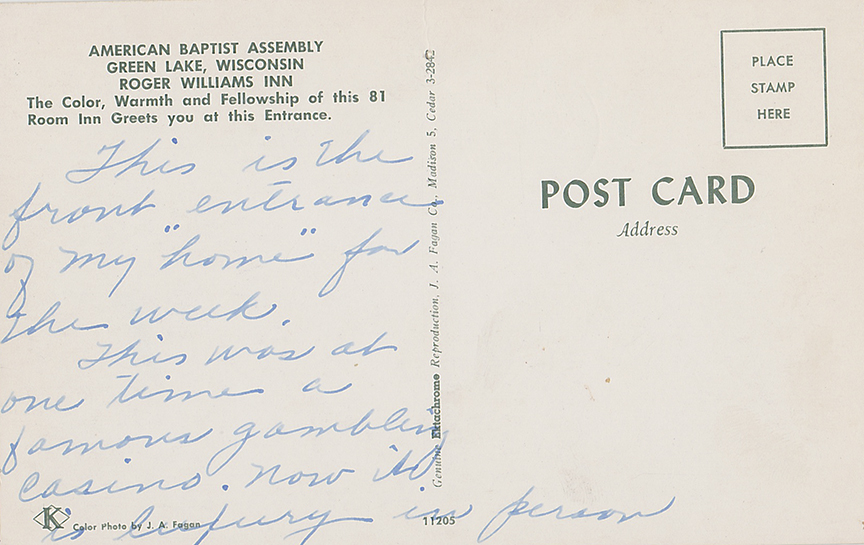 10304-American Baptist Assembly, Green Lake, Wisconsin, Roger Williams Inn