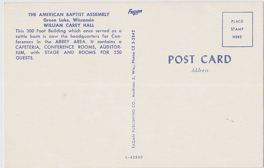 10342-The American Baptist Assembly, Green Lake, Wisconsin, William Carey Hall