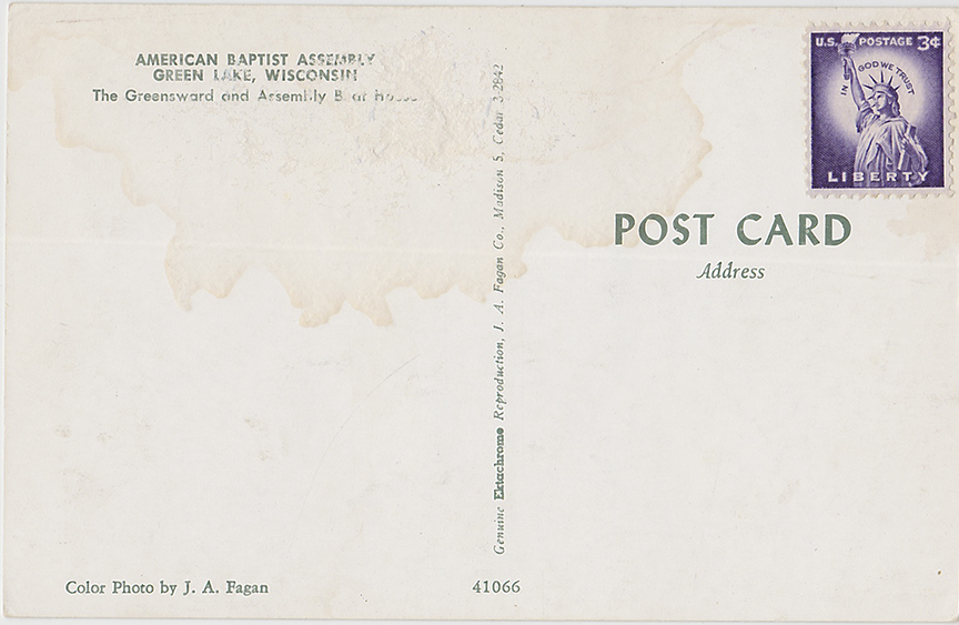 10355-American Baptist Assembly, Green Lake, Wisconsin, The Greensward and Assembly and boat house