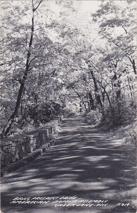 10825-Along Prospect Drive, American Baptist Assembly, Green Lake, Wis. - The road to Judson Tower