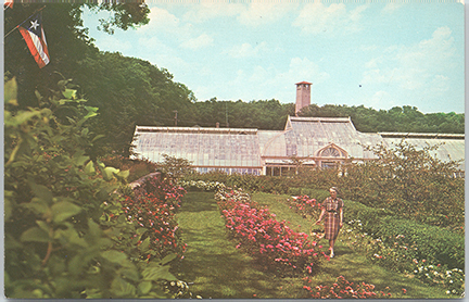 11380-American Baptist Assembly, Green Lake, Wisconsin, The beautiful Rose Garden, Green House, and Judson Tower