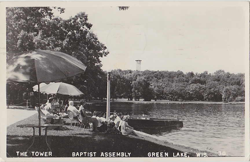 10381-The Tower Baptist Assembly Green Lake, WIS. 30 - Canceled 1958