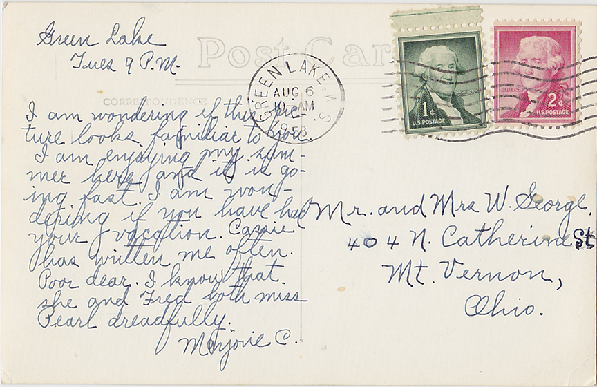 10381-The Tower Baptist Assembly Green Lake, WIS. 30 - Canceled 1958