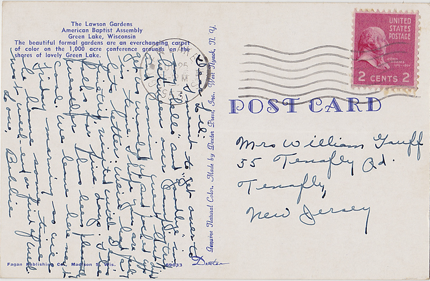 10396-The Lawson Gardens, American Baptist Assembly, Green Lake, Wisconsin - Canceled 1953