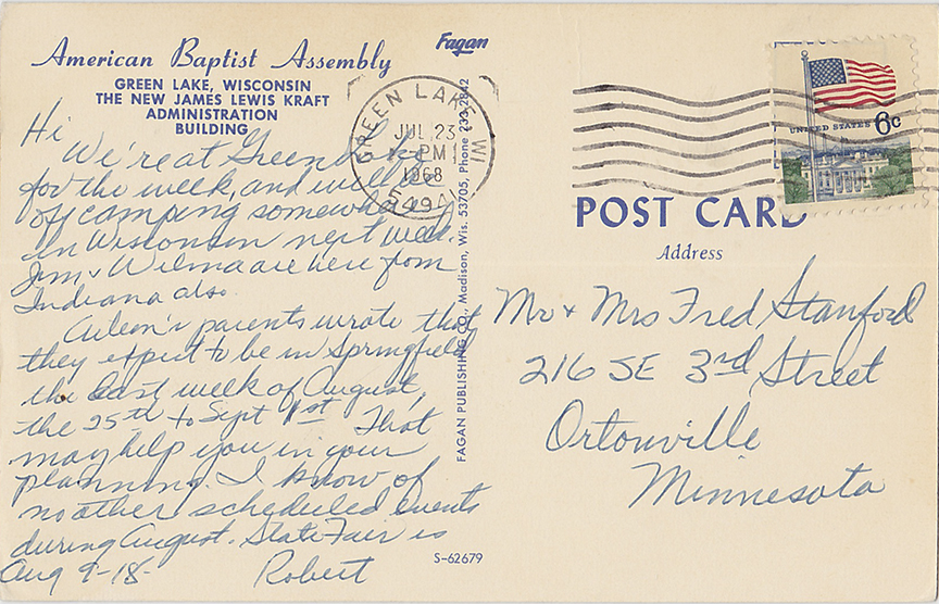 10399-American Baptist Assembly, Green Lake, Wisconsin, The New James Lewis Kraft Administration Building - Canceled 1968