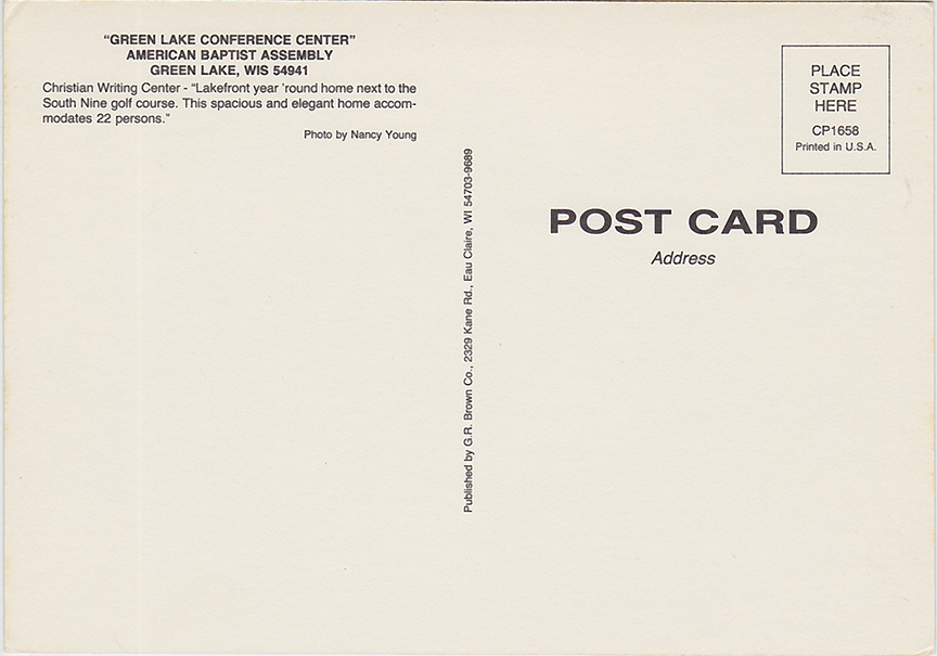 10406-Green Lake Conference Center, American Baptist Assembly, Green Lake, WIS 54941, Christian Writing Center