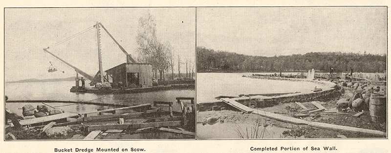 The Engineering Record November 19, 1904. Story about the creation of the Pigeon Cove seawall at Victor Lawsons Estate.