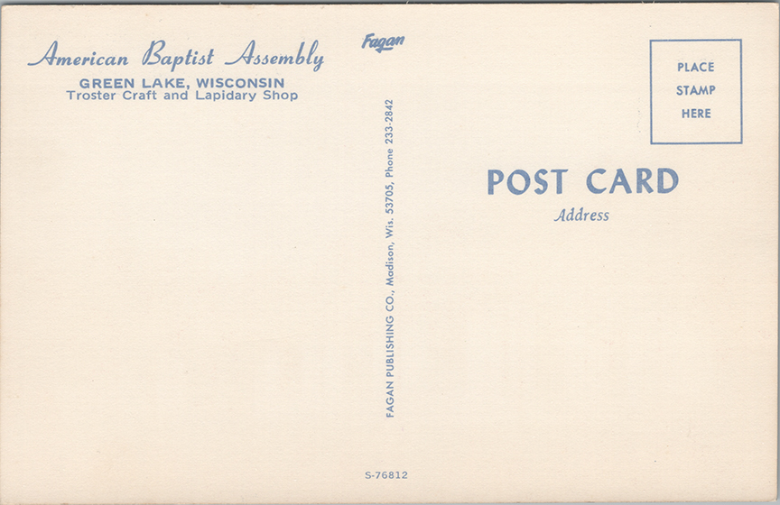 11383-American Baptist Assembly, Green Lake, Wisconsin, Troster Craft and Lapidary Shop