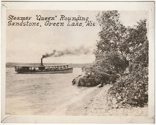 Steamer "Queen of the Lake" Rounding Sandstone Point, Green Lake, Wisconsin